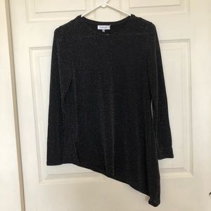 Calvin Klein Black Asymmetrical Sparkle Top